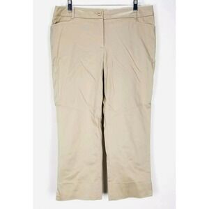 Claudia Ev Women's Capris Size 10 Cropped Beige Cotton Blend Career Pants